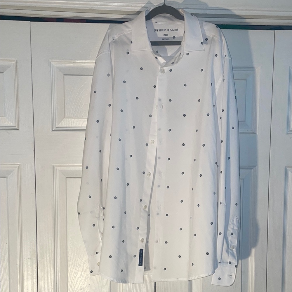 Perry Ellis Stretch Mens M Floral Print Button Up